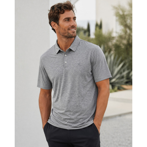 Vuori Other - Vuori Knit Twill Polo Shirt Sz L Mens Gray Heather Stretch Performance Golf Tech